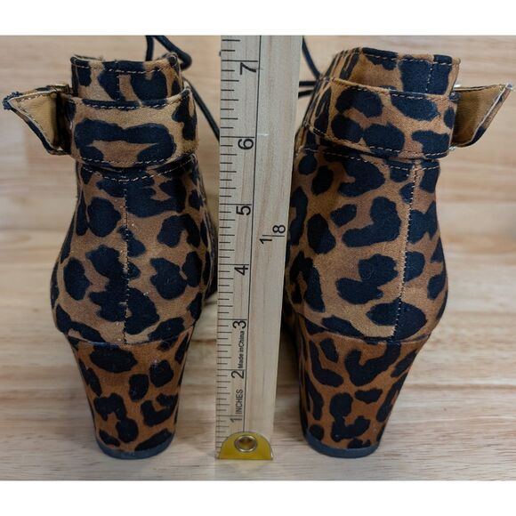 Rampage Maiden Leopard Print Wedge Ankle Boots Women's Size 10M Lace Up Booties - Picture 7 of 11